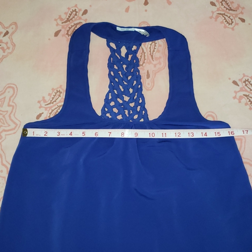 Braided Back Top. Blue Sleeveles Tunic - Picture 7 of 10